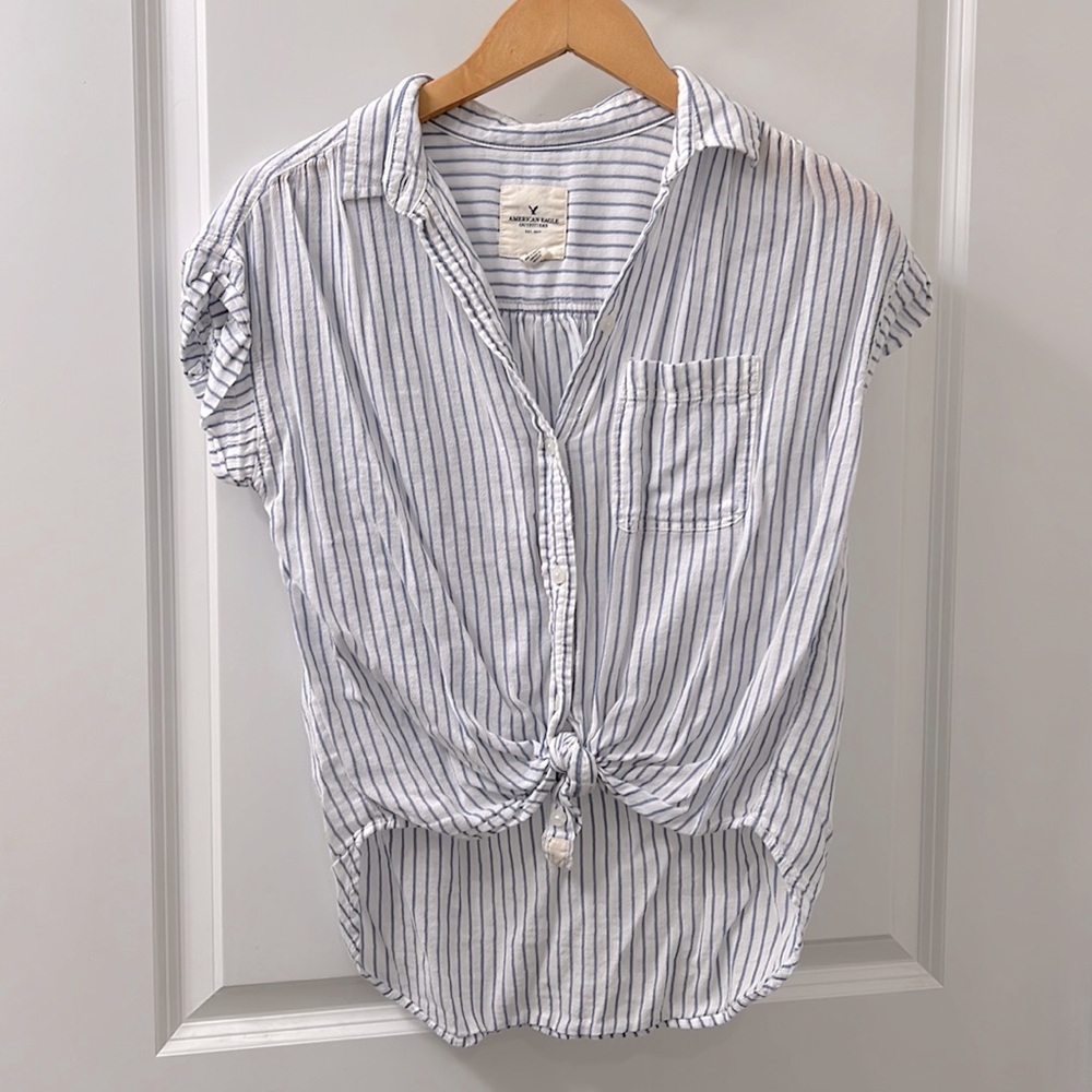 Striped short sleeved button down